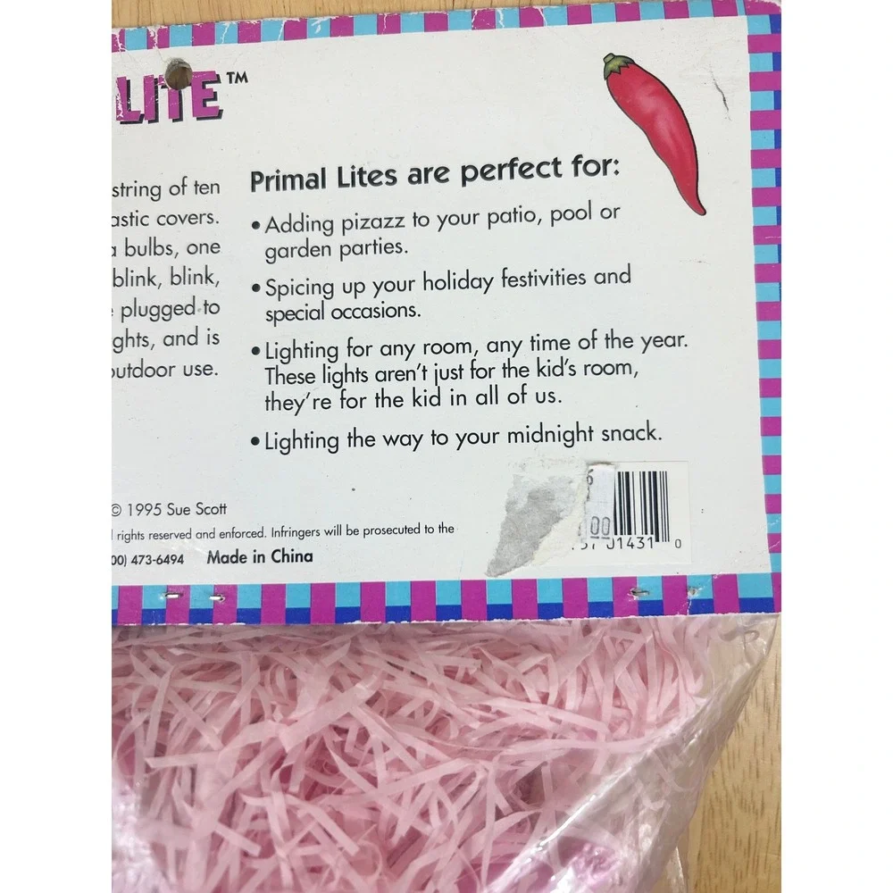 VTG Primal Lite Poodle‎ String Lights Pink 1995 Retro Kitsch 14 ft Deadstock NOS